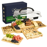 SRRUI charcuterie board with lid highlights removable center board for prep and serving