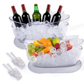 SRRUI ice bucket with condensation pad catches drips and keeps drinks cold.