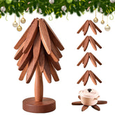 SSFUN walnut tree trivet folding in action, protecting surfaces.