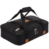 Stack Store Plus More black insulated casserole carrier with spacious main compartment for 11x15 dishes