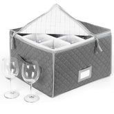 Stack Store Plus More stemware storage case front view in gray for organized transport