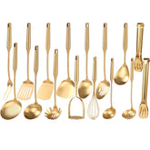 Standcn Gold Utensils Set overview showing durability and elegant kitchen decoration.