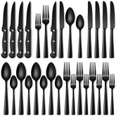 Stapava 24pc black silverware set with dinner knives for elegant daily dining