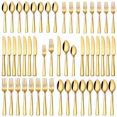 Stapava 40pc gold silverware set dinner knives for durable everyday meals