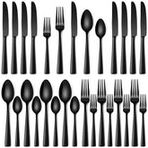 Stapava 20pc black silverware set, dinner knives for everyday meals.