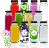STARSIDE 8 oz square glass bottle with lids for juice storage