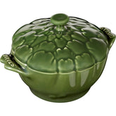 Staub Artichoke Cocotte Basil oven-to-table presentation.