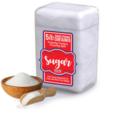 Stay Fresh sugar container front view showing snap-close lid for moisture protection.