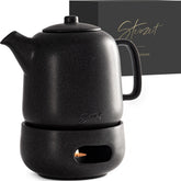Steinzeit design tea pot 44oz shows generous capacity for entertaining guests.