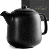 Steinzeit tea pot full-view shows generous 44 oz capacity for family servings