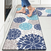 StepLively kitchen mats 2pc blue-white anti-fatigue for standing comfort