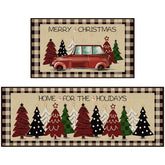 StepRite kitchen mat with Christmas tree print adds festive style for cozy cooking spaces