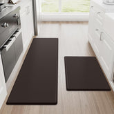 StepRite kitchen mats 2-pack overview highlights anti-fatigue cushioning and chocolate finish.