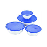 Sterilite 8-piece covered bowl set with blue lids for organized storage