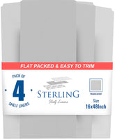Sterling Shelf Liners clear 16x48 pack protects four-tier wire shelves.