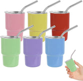 STFALI cute shot glasses with straw, 2 oz, portable for on-the-go espresso.