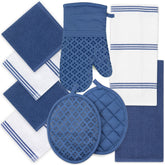 Sticky Toffee 9-Piece Kitchen Set towels show soft terry for quick absorption and everyday drying