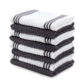Sticky Toffee cotton dishcloths 8-pack in gray stripes for daily cleaning and drying.