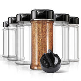 Stock Your Home six-pack spice jars, clear and compact for organized spice storage.