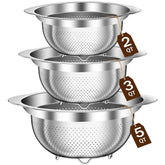 STOCKPOT 2qt stainless steel colander for quick produce rinsing and easy handling.
