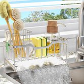 StorageRight kitchen sink caddy keeps sponges organized and accessible on a dry counter