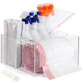 Storage Standard under-sink trash bag box in clear acrylic for quick bag access.
