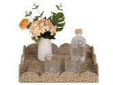 StorageWorks rectangle wicker scalloped tray with seagrass weave for natural table display