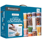 Storeganize 14-piece airtight containers with lids for organized pantry storage.