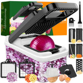 StoreHappily 12-in-1 chopper blades provide varied cuts for salads and meals.