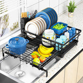 Storico large dish drying rack extendable over sink for clutter-free counters