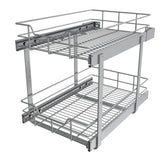 STORKING 2-tier pullout cabinet shelf shown with independent tiers for easy cookware access