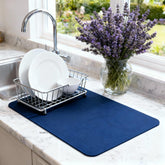 Strabella dish drying mat absorbency on counter, soaking up moisture quickly.