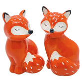 Streamline Imagined Fox Salt & Pepper Set in ceramic, ideal for rustic table décor.