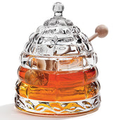 Studio Silversmiths crystal honey jar with dipper for tea time.