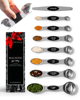 STYLED SETTINGS Stanless Steel measuring spoons with leveler, 8-piece set for precise cooking.