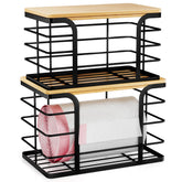 Stylstoreazy 2-pack stackable storage with bamboo top for organized kitchen spaces.