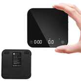 Styuanmmy Mini Coffee Scale with Timer front view shows compact, palm-sized design for home use
