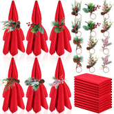 Suclain wooden Christmas napkin rings for rustic holiday table decor.