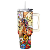 Sufavn horse tumbler stained-glass design for on-the-go hydration.