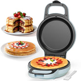 SugarWhisk Flip Pancake Maker front view in pale blue for quick breakfasts