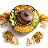 SugarWhisk lazy susan taco bar with rotating toppings for easy serving.
