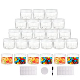 Suituts 24-pack 10oz plastic jars with lids viewed from the side ready for storage.