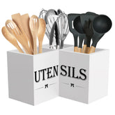 Suli Extra Large Utensil Holder with triangle corner design sits on a kitchen counter.