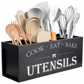 Suli extra-large wooden utensil holder with four compartments for organized counters