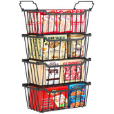 SUNALLY freezer organizer bins 4-pack stackable for easy-access deep-freezer storage.
