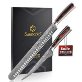 Sunnecko BBQ carving knife 12-inch blade for precise slicing of roasts.