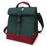 Sunny Bird rolltop lunch bag green front view, portable for everyday meals