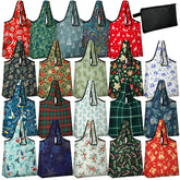 Sunnymove 20-pack reindeer print bags for festive, reusable grocery shopping