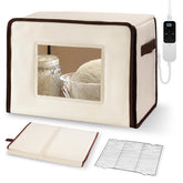 Suntee folding bread proofing box front window shows dough rise with minimal heat loss.