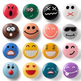 SUNURS 16-pack smiley fridge magnets brighten kitchen or classroom.